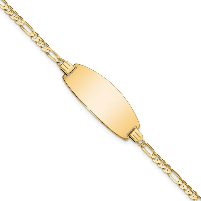 Solid 14K Yellow Gold Oval Figaro ID Bracelet MDS Bracelets