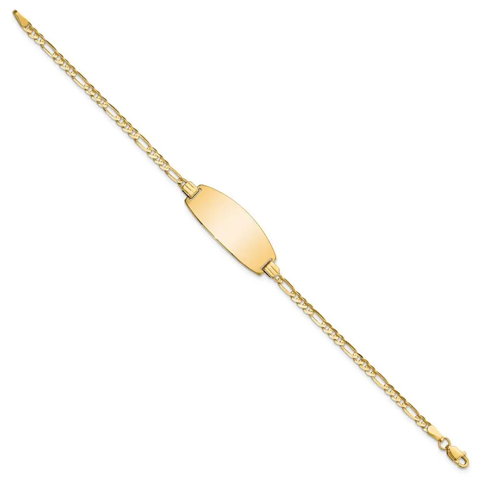 Solid 14K Yellow Gold Oval Figaro ID Bracelet MDS Bracelets Solid 14K Yellow Gold Oval Figaro ID Bracelet MDS Bracelets