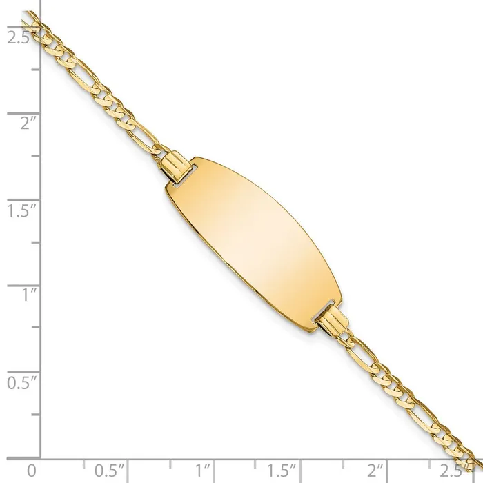 Solid 14K Yellow Gold Oval Figaro ID Bracelet MDS Bracelets Solid 14K Yellow Gold Oval Figaro ID Bracelet MDS Bracelets
