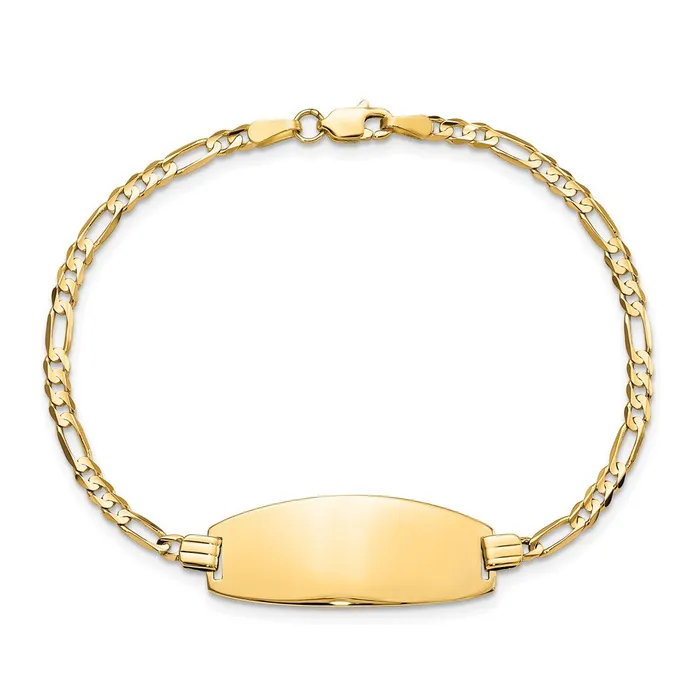 Solid 14K Yellow Gold Oval Figaro ID Bracelet MDS Bracelets Solid 14K Yellow Gold Oval Figaro ID Bracelet MDS Bracelets
