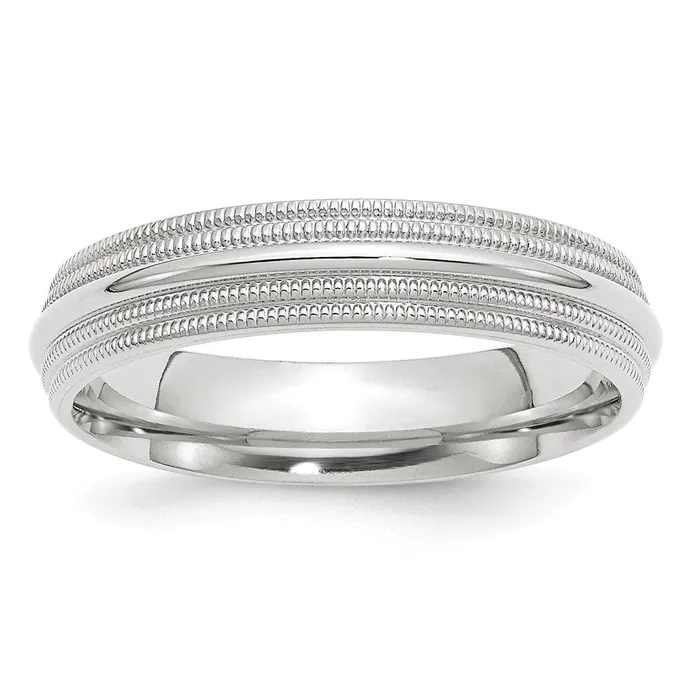Solid 18K White Gold 5mm Double Milgrain Comfort Fit MensWomens Wedding Band Ring Size 125 Goldia Rings Solid 18K White Gold 5mm Double Milgrain Comfort Fit MensWomens Wedding Band Ring Size 125 Goldia Rings