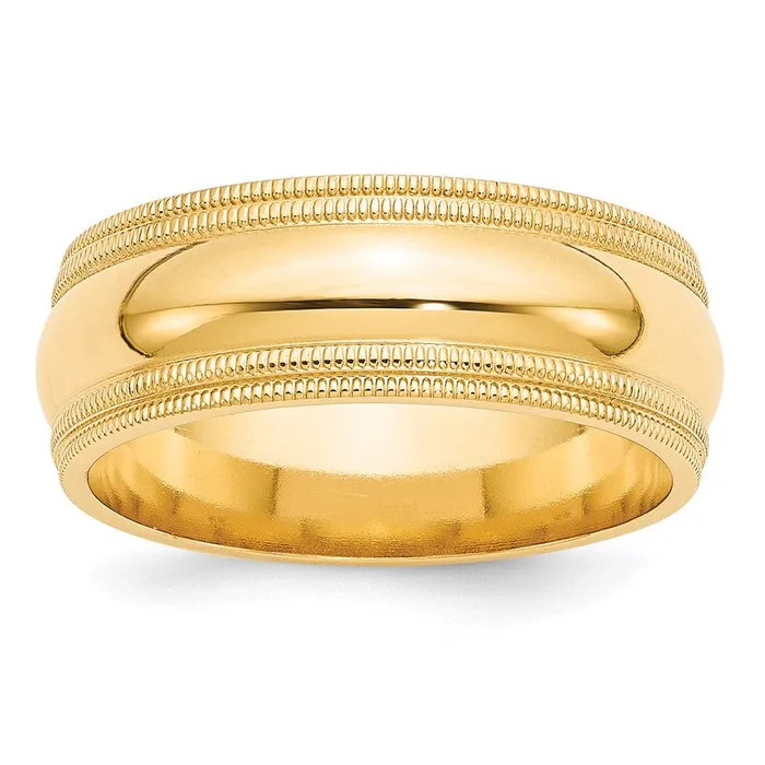 Solid 18K Yellow Gold 8mm Double Milgrain Comfort Fit MensWomens Wedding Band Ring Size 65 Goldia Rings Solid 18K Yellow Gold 8mm Double Milgrain Comfort Fit MensWomens Wedding Band Ring Size 65 Goldia Rings