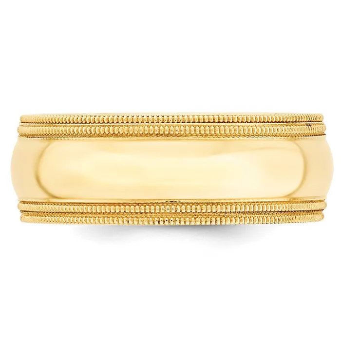 Solid 18K Yellow Gold 8mm Double Milgrain Comfort Fit MensWomens Wedding Band Ring Size 65 Goldia Rings Solid 18K Yellow Gold 8mm Double Milgrain Comfort Fit MensWomens Wedding Band Ring Size 65 Goldia Rings
