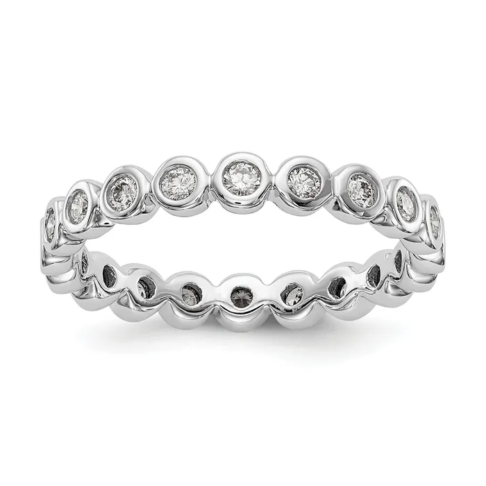Solid Real 14k White Gold Polished 12ct Bezel Set CZ Eternity Wedding Band Ring Goldia Rings Solid Real 14k White Gold Polished 12ct Bezel Set CZ Eternity Wedding Band Ring Goldia Rings