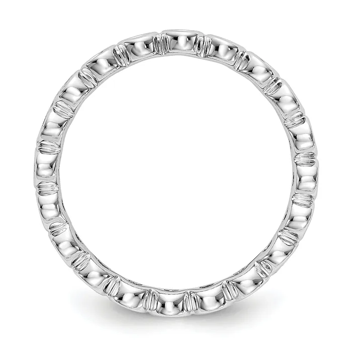 Solid Real 14k White Gold Polished 12ct Bezel Set CZ Eternity Wedding Band Ring Goldia Rings
