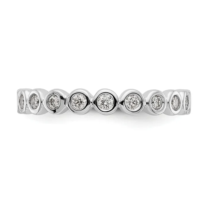 Solid Real 14k White Gold Polished 12ct Bezel Set CZ Eternity Wedding Band Ring Goldia Rings