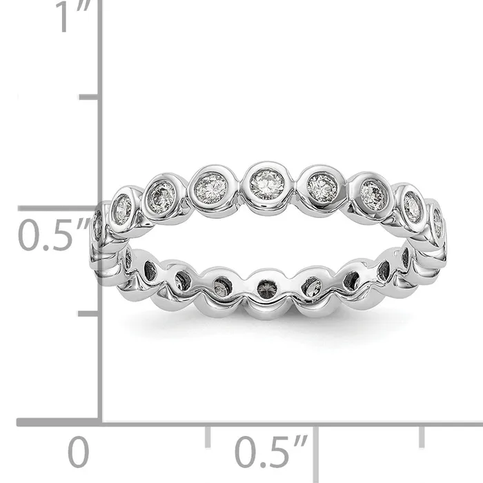 Solid Real 14k White Gold Polished 12ct Bezel Set CZ Eternity Wedding Band Ring Goldia Rings