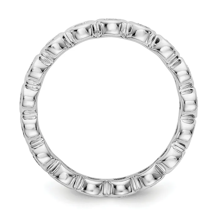 Solid Real 14k White Gold Polished 1ct Bezel Set CZ Eternity Wedding Band Ring Goldia Rings