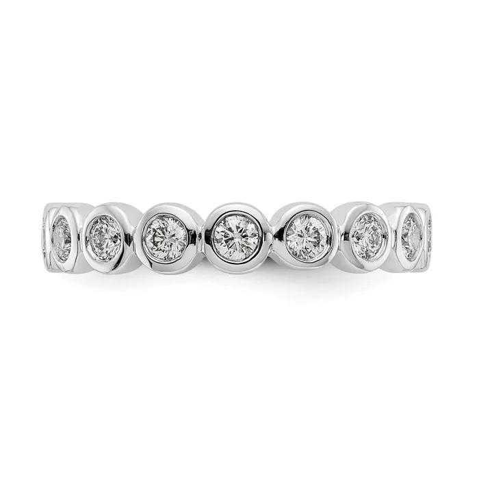 Solid Real 14k White Gold Polished 1ct Bezel Set CZ Eternity Wedding Band Ring Goldia Rings