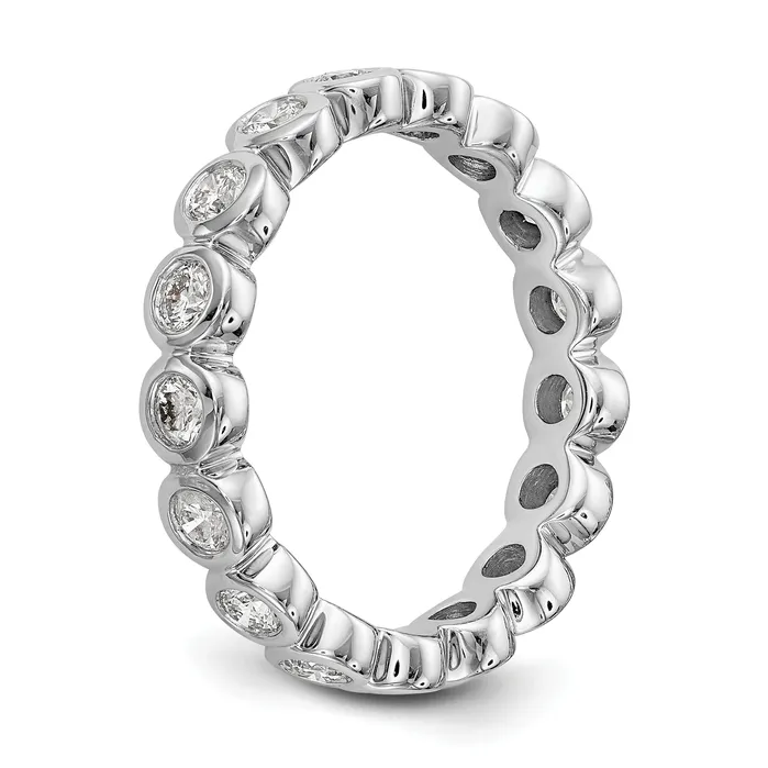 Solid Real 14k White Gold Polished 1ct Bezel Set CZ Eternity Wedding Band Ring Goldia Rings