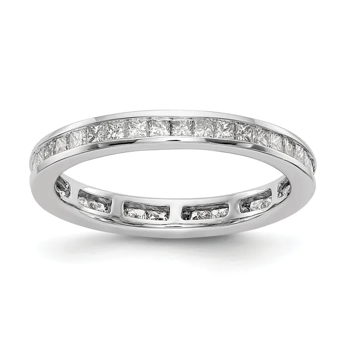 Solid Real 14k White Gold Polished 2ct Princess Channel Set CZ Eternity Wedding Band Ring Goldia Rings Solid Real 14k White Gold Polished 2ct Princess Channel Set CZ Eternity Wedding Band Ring Goldia Rings