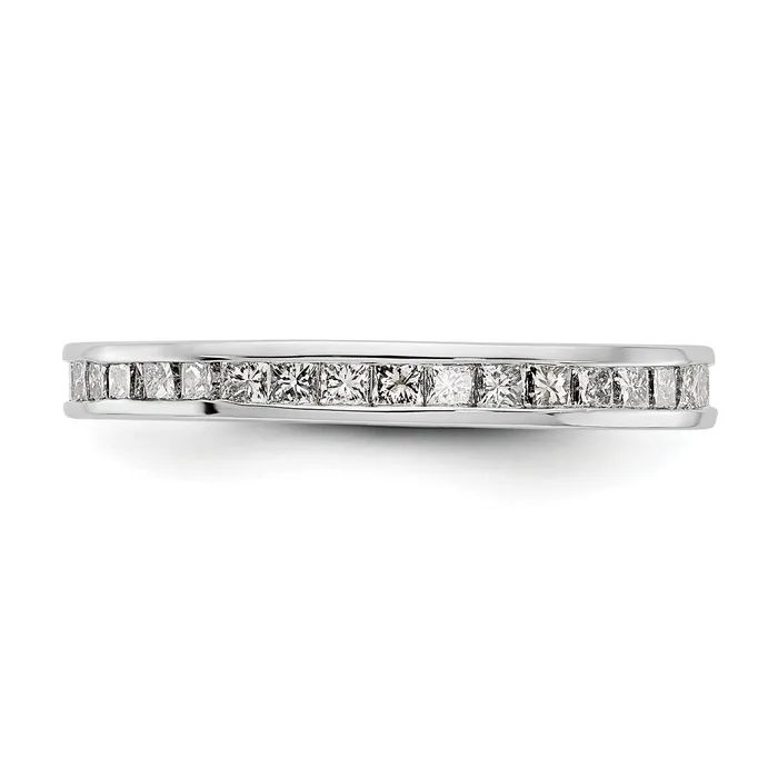 Solid Real 14k White Gold Polished 2ct Princess Channel Set CZ Eternity Wedding Band Ring Goldia Rings