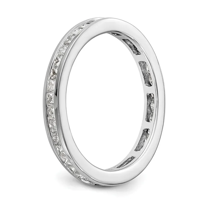 Solid Real 14k White Gold Polished 2ct Princess Channel Set CZ Eternity Wedding Band Ring Goldia Rings