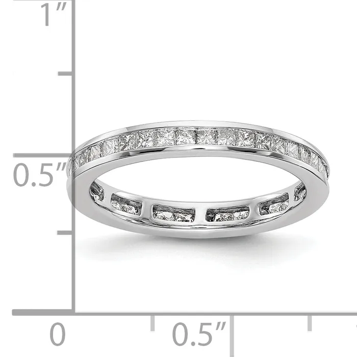 Solid Real 14k White Gold Polished 2ct Princess Channel Set CZ Eternity Wedding Band Ring Goldia Rings