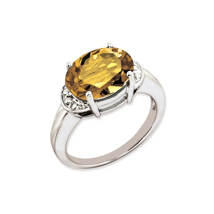 Sterling Silver 14K White Gold Plated Oval Whiskey Quartz Gemstone Birthstone Ring Fine Jewelry Gift for Her Goldia Rings Sterling Silver 14K White Gold Plated Oval Whiskey Quartz Gemstone Birthstone Ring Fine Jewelry Gift for Her Goldia Rings