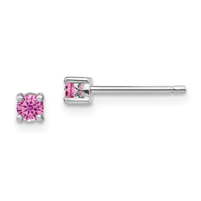 Sterling Silver 3mm Round Created Pink Sapphire Post Earrings Goldia Earrings Sterling Silver 3mm Round Created Pink Sapphire Post Earrings Goldia Earrings