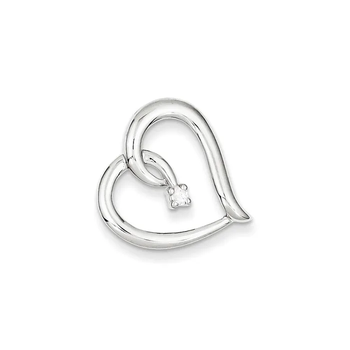 Sterling Silver Diamond Heart Pendant Goldia Necklaces