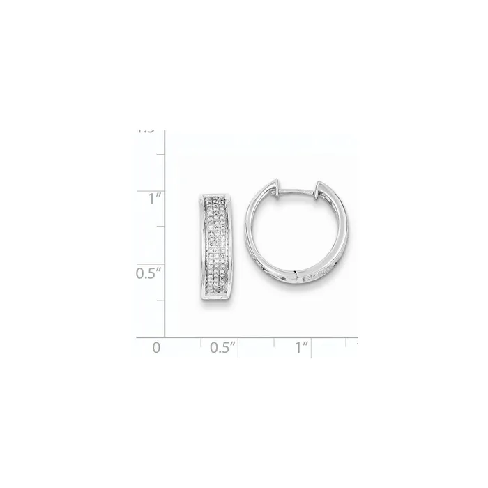 Sterling Silver Diamond Round Hinged Hoop Earrings Goldia Earrings