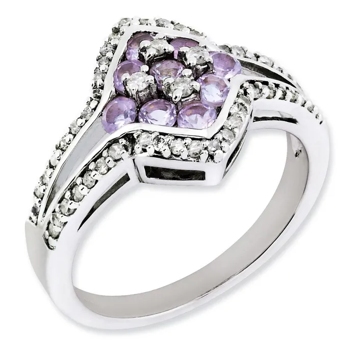Sterling Silver Diamond u0026 Pink Quartz Ring Goldia Rings