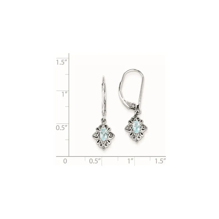 Sterling Silver Light Blue Topaz Diamond Earrings Goldia Earrings