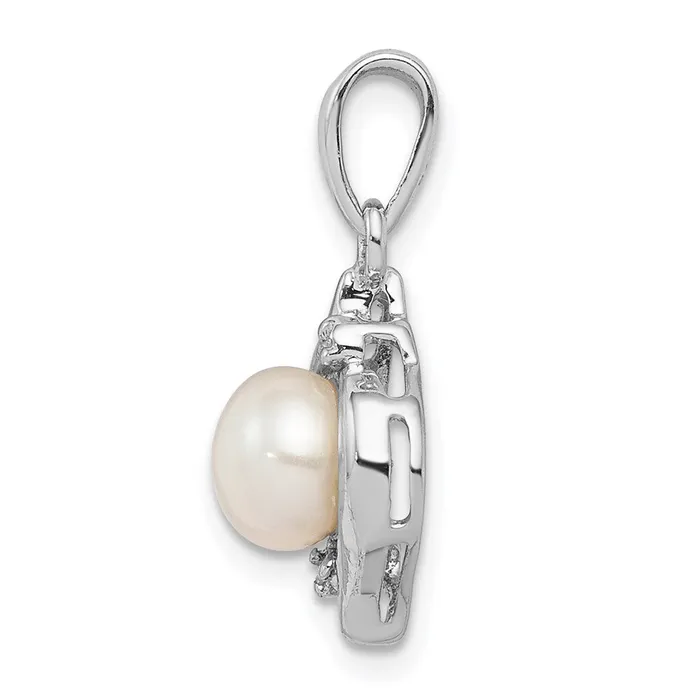 Sterling Silver Rhodium 6mm FW Cultured Pearl u0026 Diamond Pendant Goldia Necklaces