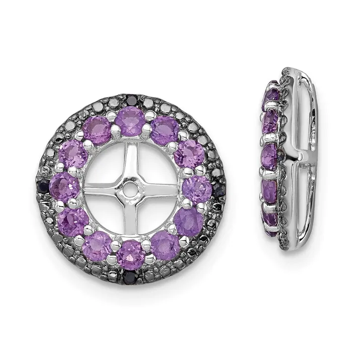 Sterling Silver Rhodium Amethyst u0026 Black Sapphire Earring Jacket Goldia Earrings Sterling Silver Rhodium Amethyst u0026 Black Sapphire Earring Jacket Goldia Earrings