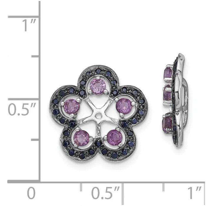 Sterling Silver Rhodium Amethyst u0026 Black Sapphire Earring Jacket Goldia Earrings