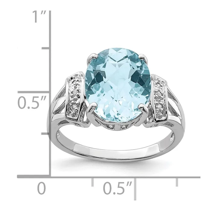 Sterling Silver Rhodium CheckerCut Sky Blue Topaz u0026 Diamond Ring Goldia Rings