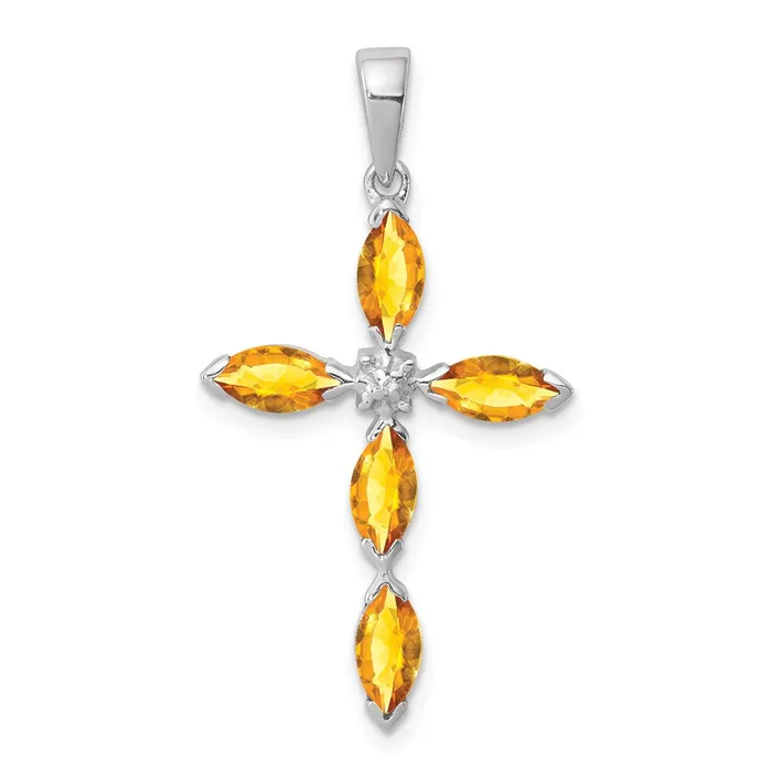 Sterling Silver Rhodium Citrine u0026 Diamond Cross Pendant Goldia Necklaces Sterling Silver Rhodium Citrine u0026 Diamond Cross Pendant Goldia Necklaces