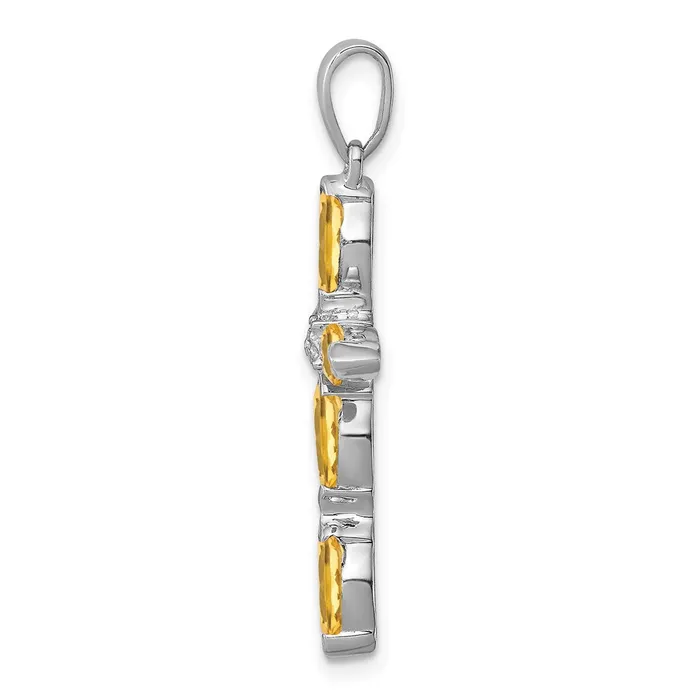 Sterling Silver Rhodium Citrine u0026 Diamond Cross Pendant Goldia Necklaces