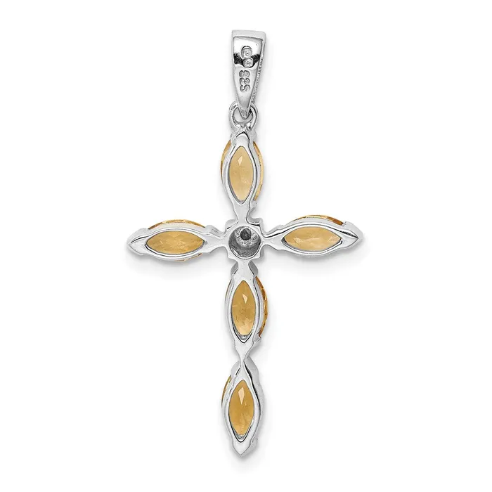 Sterling Silver Rhodium Citrine u0026 Diamond Cross Pendant Goldia Necklaces