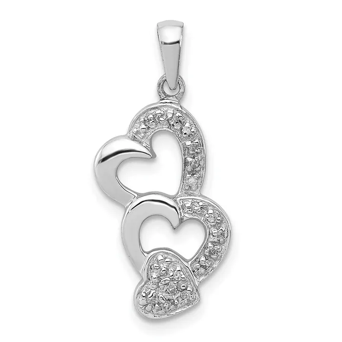 Sterling Silver Rhodium Diamond Heart Pendant Goldia Necklaces