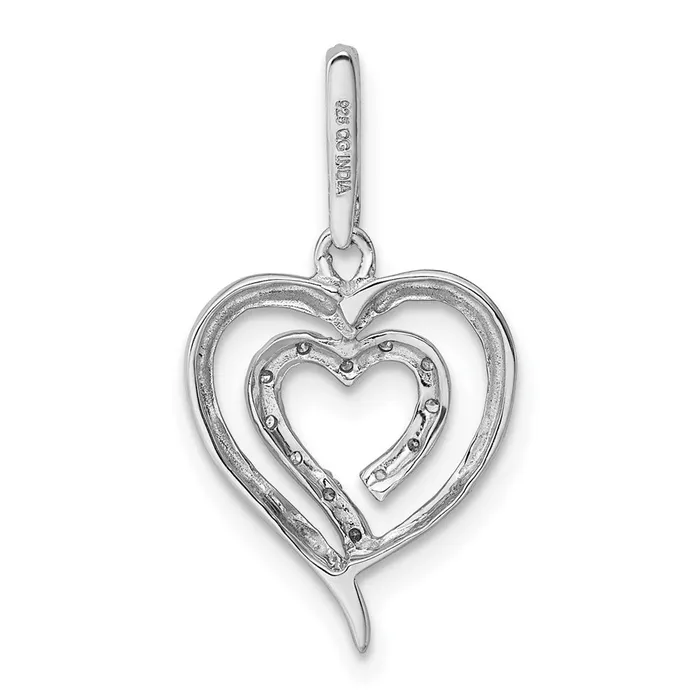 Sterling Silver Rhodium Diamond Heart Pendant Goldia Necklaces