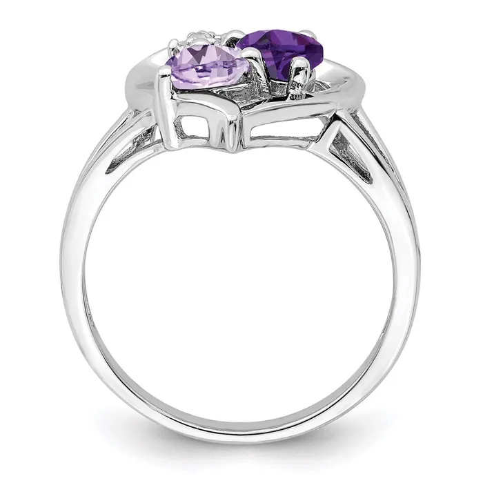 Sterling Silver Rhodiumplated Amethyst u0026 Pink Quartz u0026 Diamond Ring Goldia Rings