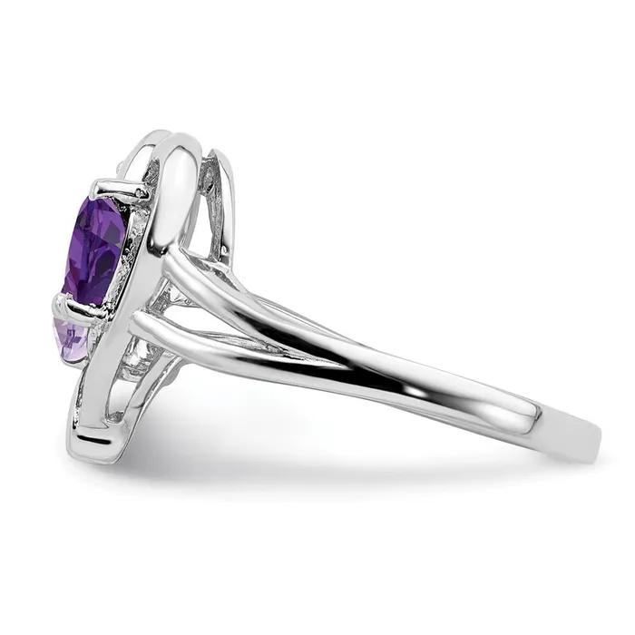 Sterling Silver Rhodiumplated Amethyst u0026 Pink Quartz u0026 Diamond Ring Goldia Rings