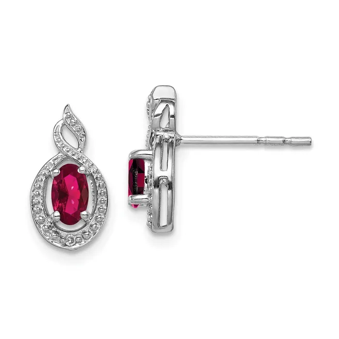Sterling Silver Rhodiumplated Created Ruby u0026 Diamond Earrings Goldia Earrings Sterling Silver Rhodiumplated Created Ruby u0026 Diamond Earrings Goldia Earrings
