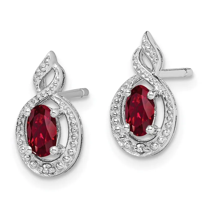 Sterling Silver Rhodiumplated Created Ruby u0026 Diamond Earrings Goldia Earrings