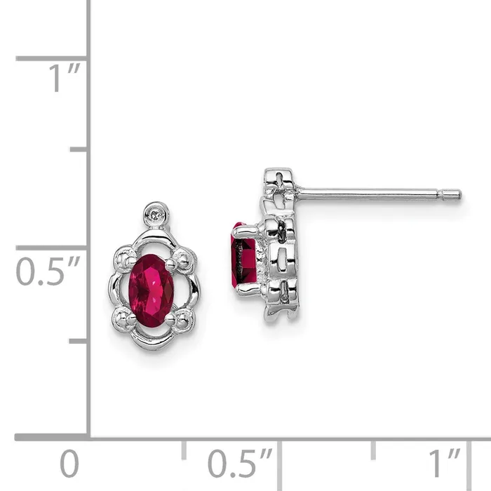 Sterling Silver Rhodiumplated Created Ruby u0026 Diamond Earrings Goldia Earrings