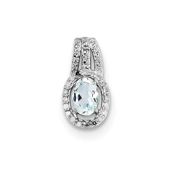 Sterling Silver Rhodium Plated Diamond Aquamarine Oval Pendant Goldia Necklaces Sterling Silver Rhodium Plated Diamond Aquamarine Oval Pendant Goldia Necklaces