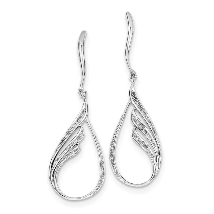 Sterling Silver Rhodium Plated Diamond Post Dangle Earrings Goldia Earrings Sterling Silver Rhodium Plated Diamond Post Dangle Earrings Goldia Earrings