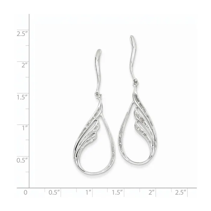 Sterling Silver Rhodium Plated Diamond Post Dangle Earrings Goldia Earrings