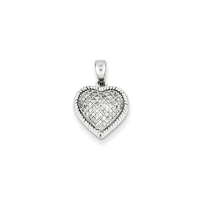 Sterling Silver Rhodium Plated Diamond Puffed Heart Pendant Goldia Necklaces Sterling Silver Rhodium Plated Diamond Puffed Heart Pendant Goldia Necklaces