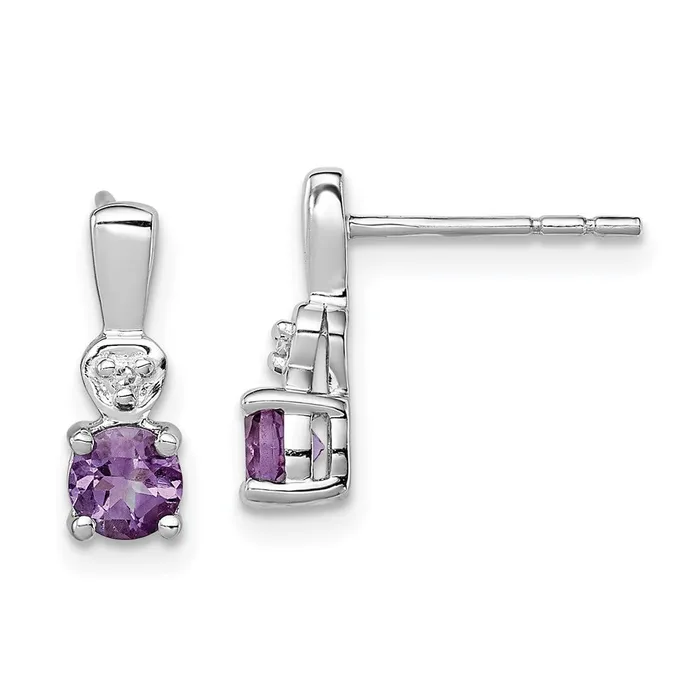 Sterling Silver Rhodium Plated Diamond u0026 Amethyst Post Earrings Goldia Earrings Sterling Silver Rhodium Plated Diamond u0026 Amethyst Post Earrings Goldia Earrings