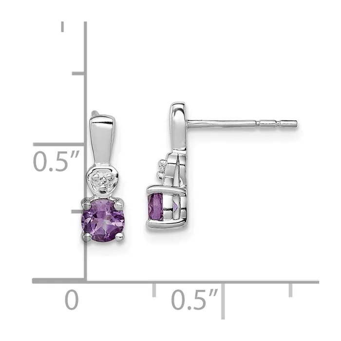 Sterling Silver Rhodium Plated Diamond u0026 Amethyst Post Earrings Goldia Earrings