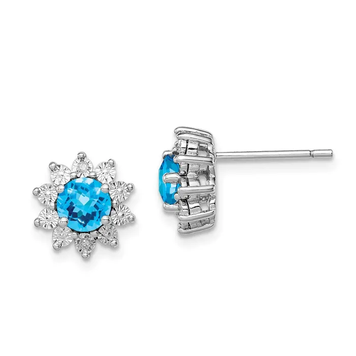 Sterling Silver Rhodiumplated Diamond u0026 Light Swiss Blue Topaz Earring Goldia Earrings Sterling Silver Rhodiumplated Diamond u0026 Light Swiss Blue Topaz Earring Goldia Earrings