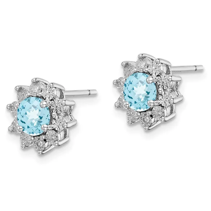 Sterling Silver Rhodiumplated Diamond u0026 Light Swiss Blue Topaz Earring Goldia Earrings