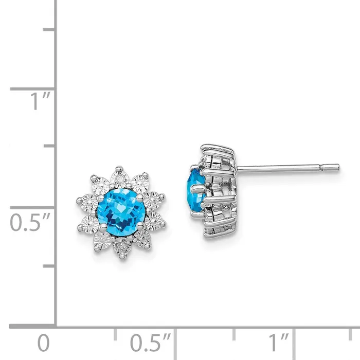 Sterling Silver Rhodiumplated Diamond u0026 Light Swiss Blue Topaz Earring Goldia Earrings