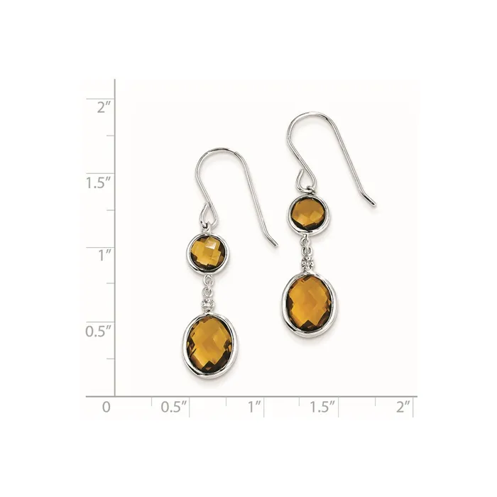 Sterling Silver Rhodium Plated Diamond Whiskey Quartz Earrings Goldia Earrings