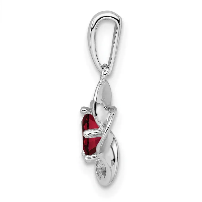 Sterling Silver Rhodiumplated Floral Created Ruby Pendant Goldia Necklaces