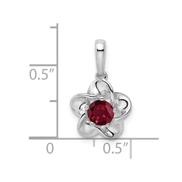 Sterling Silver Rhodiumplated Floral Created Ruby Pendant Goldia Necklaces